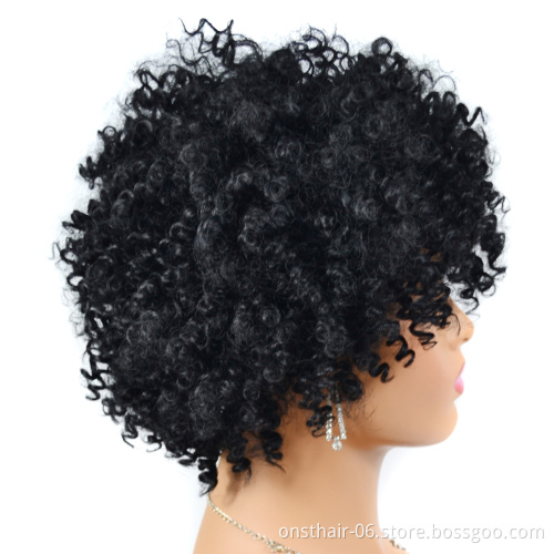 Onst Peruvian Soft Kinky Curly Wigs For Women Natural Black Brown Blond  Short Afro Fake Hair Synthetic Ombre  Female Wig